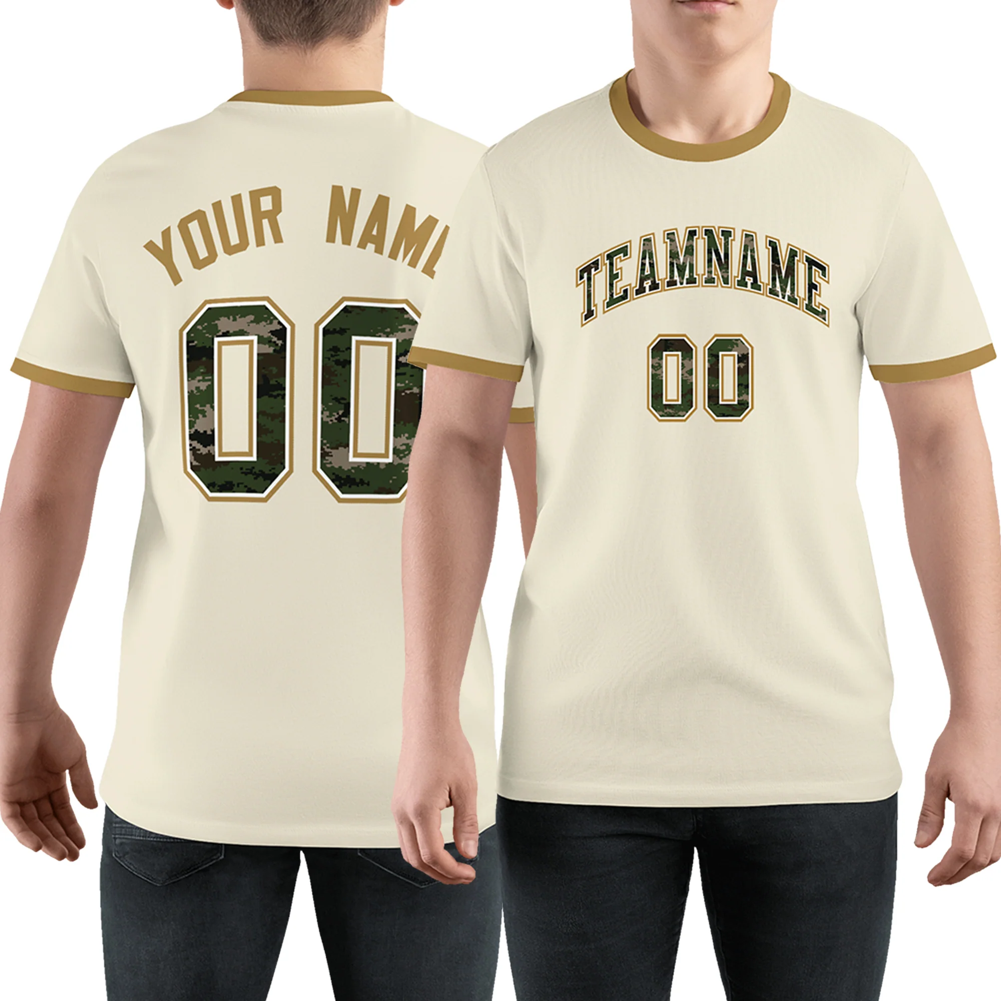 Custom Khaki Vintage Camo-Old Gold Performance T-Shirt