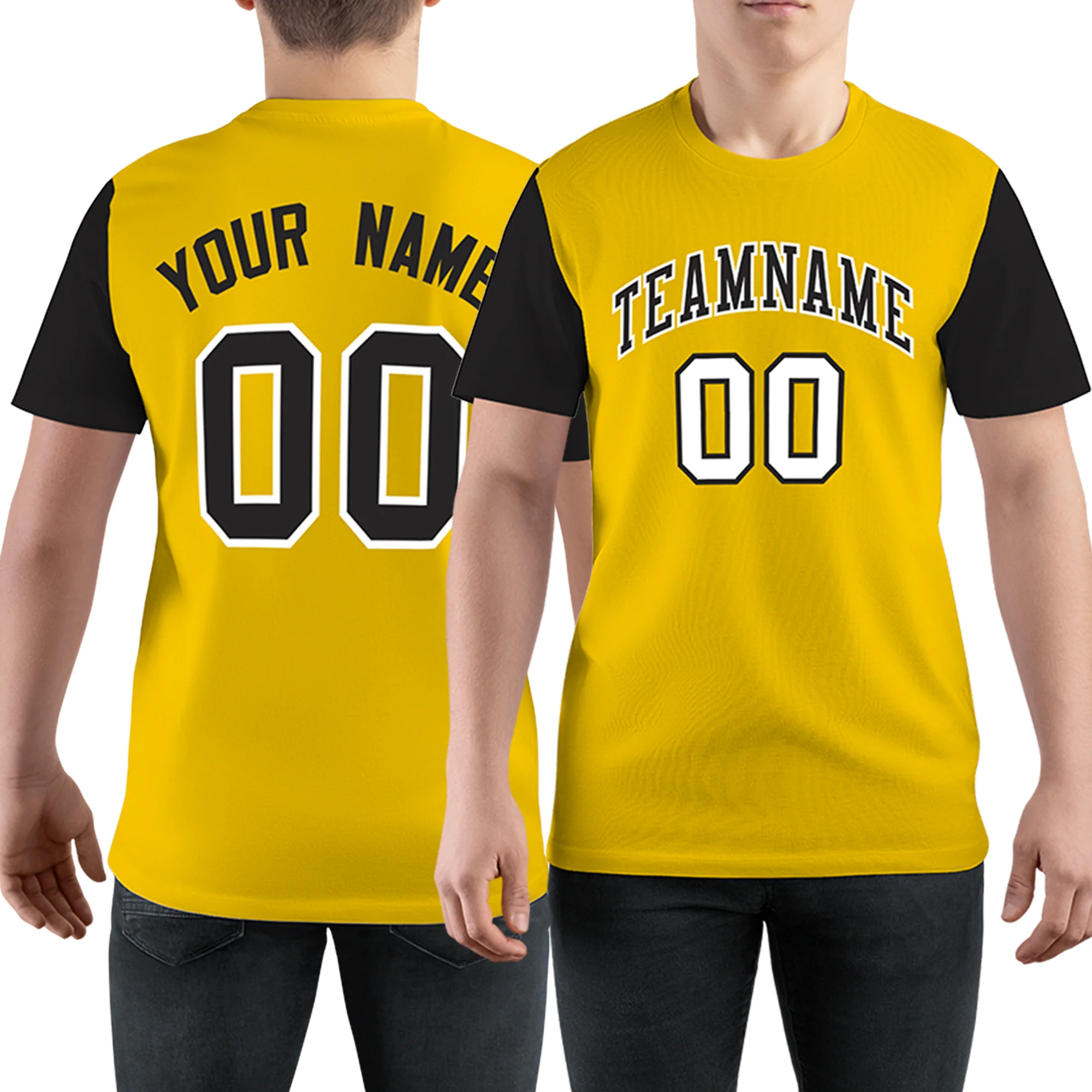 Custom Gold 01 Black Crew Neck Personalized  Performance T-shirt