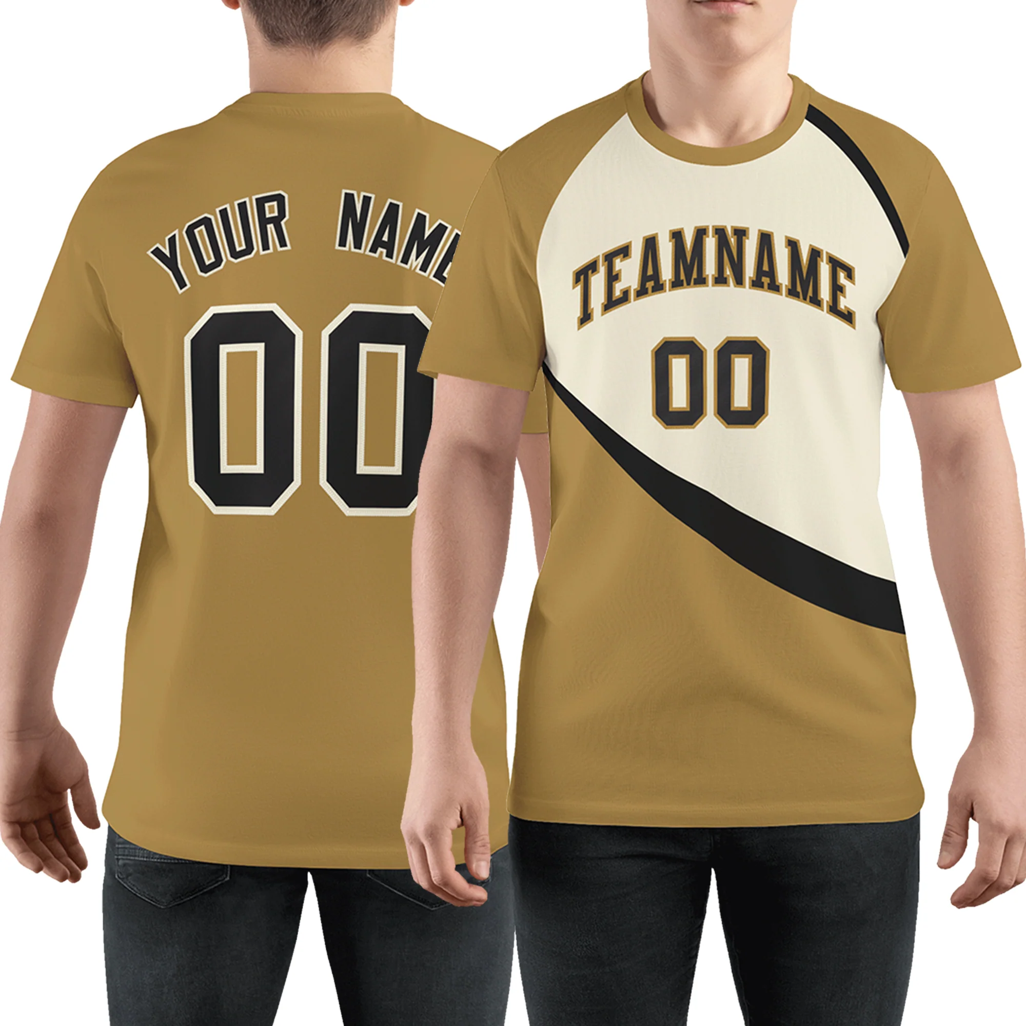 Custom Khaki-Old Gold Two Tone Performance T-Shirt